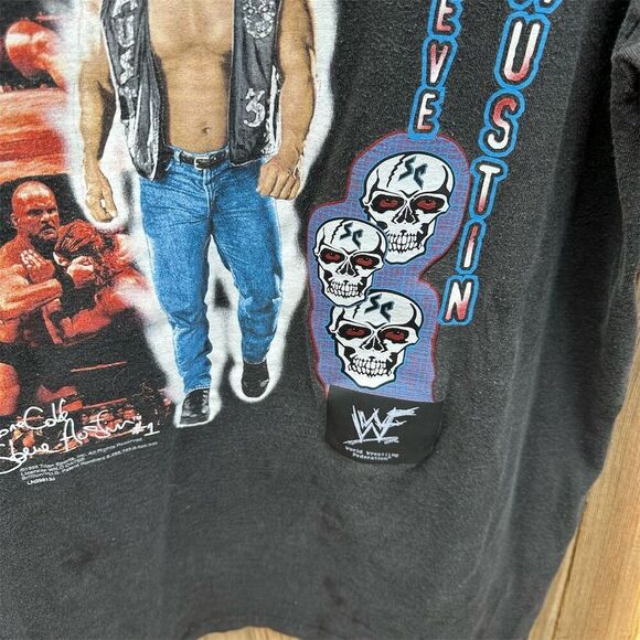 Vintage 1998 WWF Stone Cold Steve Austin Graphic Tee Men's XL Black - Picture 6 of 9